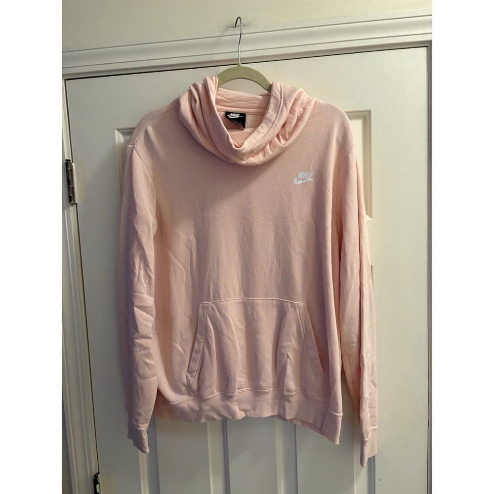 Woman's XL Pink Nike Hoodie Cowl Neck Front Pocket